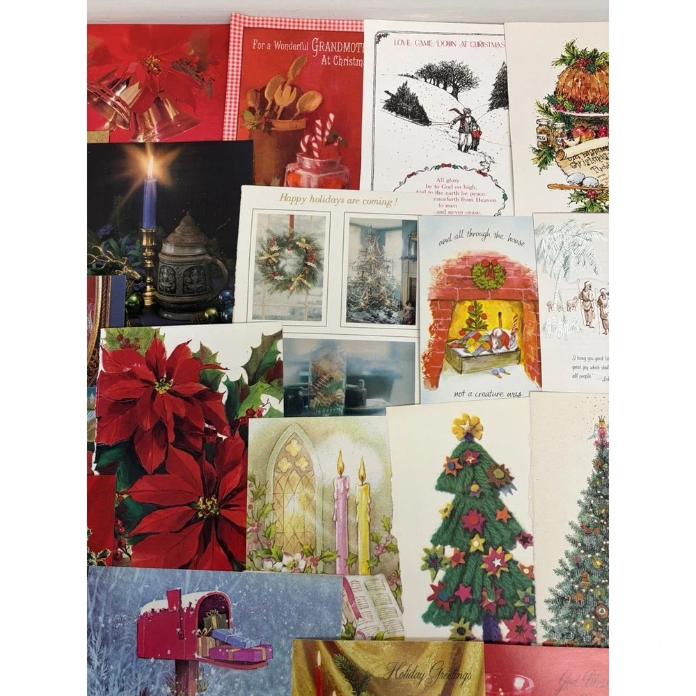 Vintage Christmas Cards Fronts ONLY Traditional Scrapbooking Decoupage Lot 50+